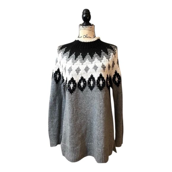 ✨LOFT Gray Fair Isle Sz XL Sweater✨ - Picture 3 of 9